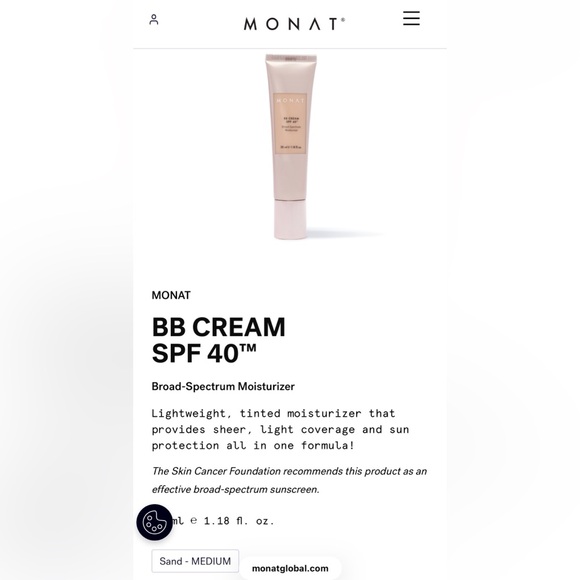 Monat BB Cream SPF 40 Sand Retails $52.00 - Picture 3 of 3